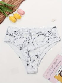 Women's Fashionable Plus-size Bikini Bottom With Triangle-shaped Pants. Slate-patterned Print Bikini. Beach Style. (Option: 3XL-White)