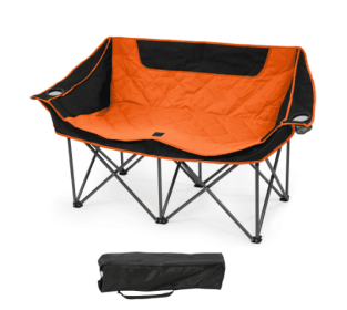 Only Supports Self Pickup  Outdoor Camping Chair, Oversized Recliner With Armrests, Cup Holder And Carrying Bag, Outdoor Heavy Duty Folding Chair (Option: Black orange)