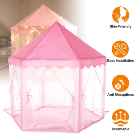 Kids Play Tents Princess For Girls Princess Castle Children Playhouse Indoor Outdoor Use (Color: Pink)