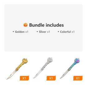 OK Foldable Knife Key Chain Mini Pocket Knife Box Cutter Keychain Pendant Color Handle Decoration (Color: Golden+Sliver+Colorful)