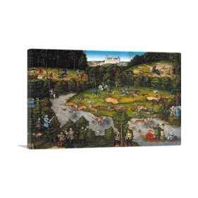 Hunting Near Hartenfels Castle 1540 (Type: Standard Framed Canvas Print, size: 32" x 24" / 80cm x 60cm (approx))