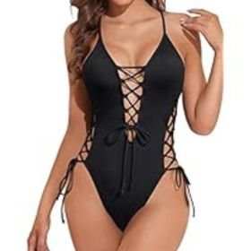 European And American Sexy Backless Siamese Bikini Swimsuit (Option: Black-M)